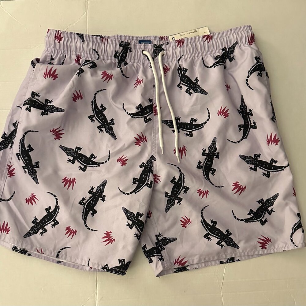 Arizona Jean Co Men’s Swim Shorts Large Crocodile Print 6.5” Inseam NWT